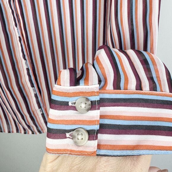 WILD FABLE | Vertical Stripe Semi Sheer Long Sleeve Button Top Women’s Size XXL - Picture 6 of 11